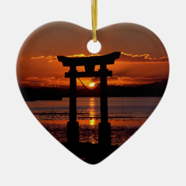 Japanska Shrine Nagao Julgransprydnad Keramik (Framsidan)