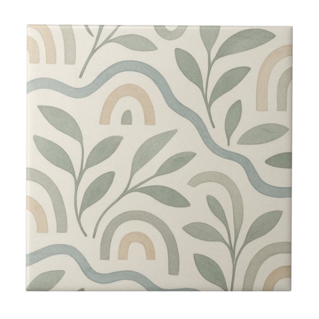 Japanska Skandinaviska blå Grönten Blommigt för va Kakelplatta (Framsidan)