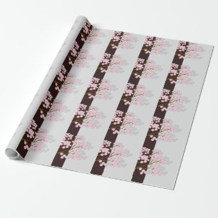 Japanska Skärm och Rosa Cherry Blommars Gift Wrap Presentpapper