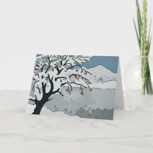 Japanska Snö och berg Helgkort