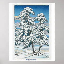 Japanska Snö, Träd och berg Poster
