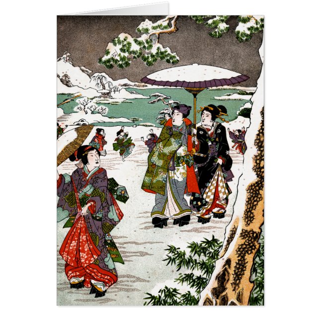 Japanska Snowscape Hälsningskort (Framsidan)