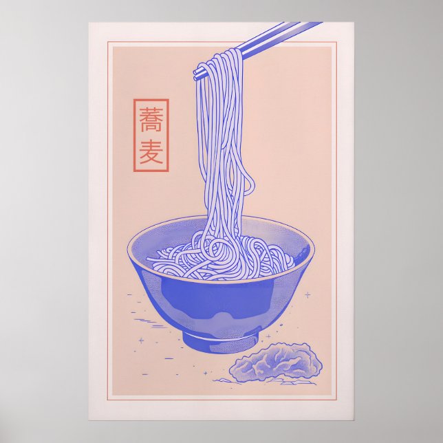 Japanska Soba Nudlar Affisch - Vintage Konst för (Framsidan)