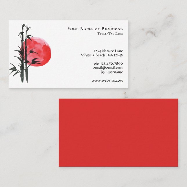 Japanska Sol och Bamboo Visitkort (Fram/baksida)