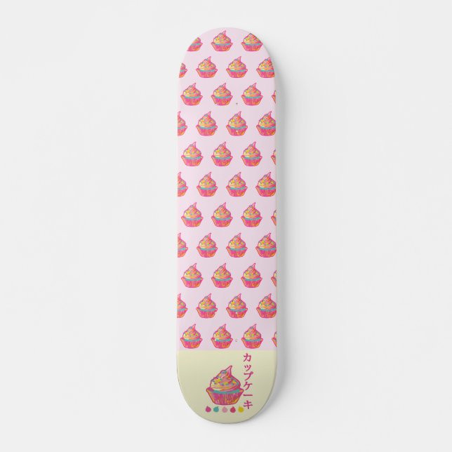 Japanska, söta muffinsar mönster mini skateboard bräda 18,5 cm (Framsida)