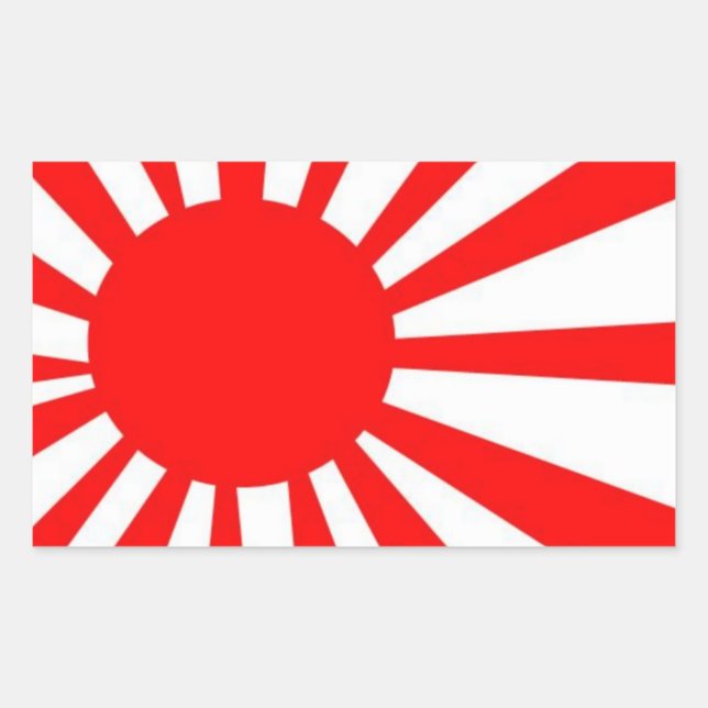 Japanska Stigning Sol Flagga Rektangulärt Klistermärke (Framsida)