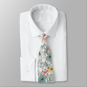 Japanska Stil Blommönster Slips