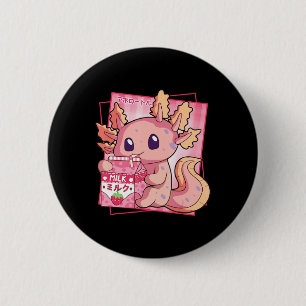 Japanska Stil Kawaii Axolotl Strawberry Mjölk Anim Knapp