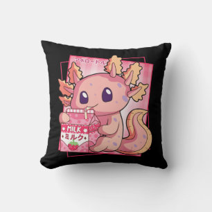 Japanska Stil Kawaii Axolotl Strawberry Mjölk Anim Kudde