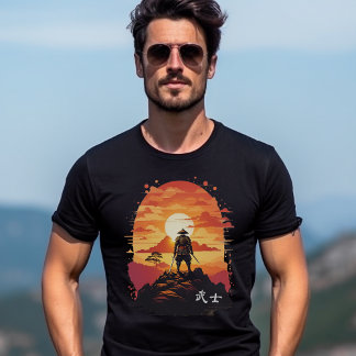 Japanska Stil Samurai Warrior på en Hilltop T Shirt