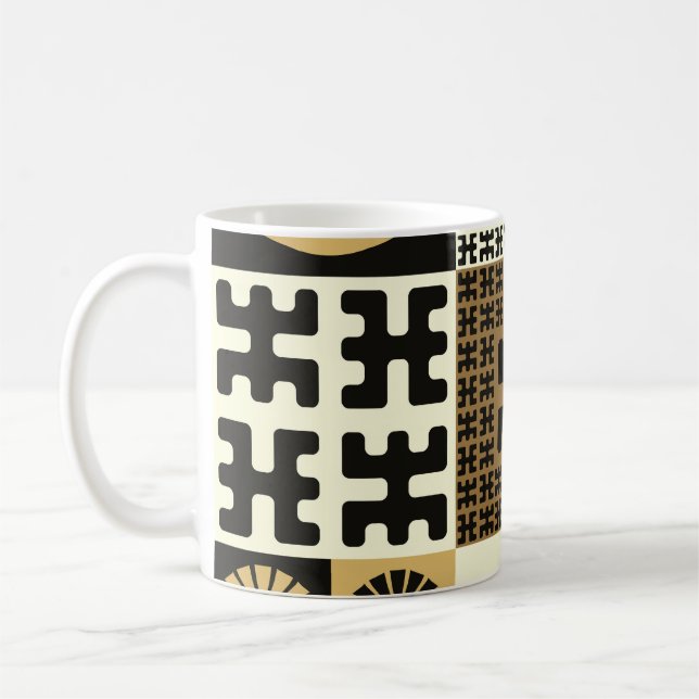 Japanska stil, svart guld sömlös mönster. kaffemugg (Vänster)