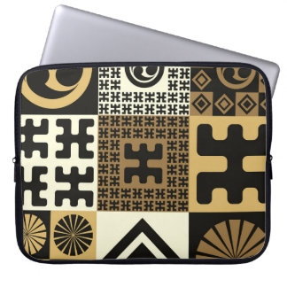 Japanska stil, svart guld sömlös mönster. laptop fodral