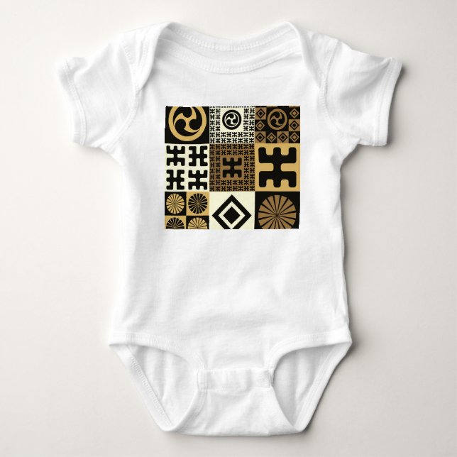 Japanska stil, svart guld sömlös mönster. t shirt (Framsida)
