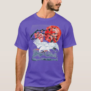 Japanska Sumi E Crane och Sakura T Shirt