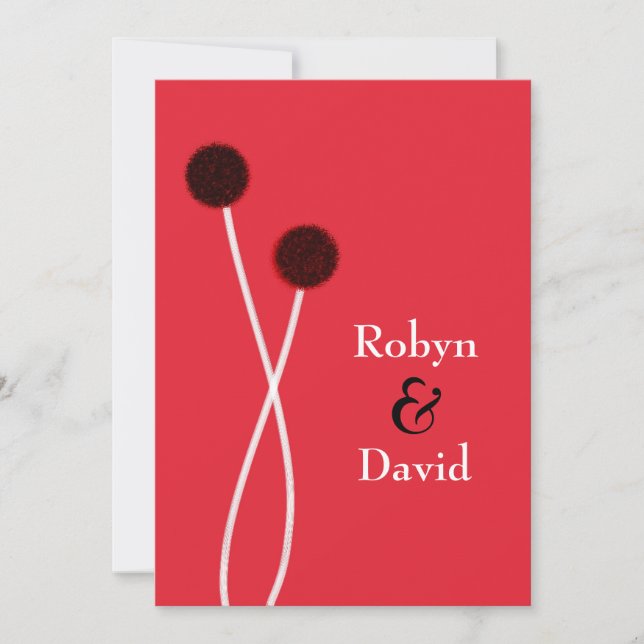 Japanska Sumi-e Red & Black Wedding bjudande Inbjudningar (Framsida)