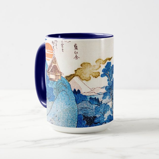 Japanska Sunrise Landscape, Kuniyoshi, Ukiyo-e Mugg (Framsida vänster)