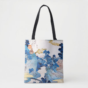 Japanska Sunrise Landscape, Kuniyoshi, Ukiyo-e Tygkasse