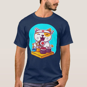 Japanska Sushi Kawaii Anime Cat Kärlek-r Pappa Mam T Shirt
