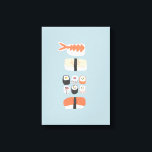 Japanska Sushi Nigiri Maki Roll Canvastryck<br><div class="desc">Japansk matkonst på en akvblått bakgrund för dem som kärlek ska äta sushi,  sashimi,  nigiri och maki rullar.</div>