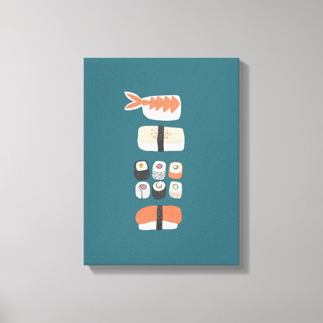 Japanska Sushi Nigiri Maki Roll Canvastryck (Framsida)