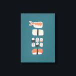 Japanska Sushi Nigiri Maki Roll Canvastryck<br><div class="desc">Japansk matkonst på djupa gröntar för dem som kärlek ska äta sushi,  sashimi,  nigiri och maki rullar.</div>