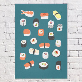 Japanska Sushi Nigiri Maki Roll Canvastryck