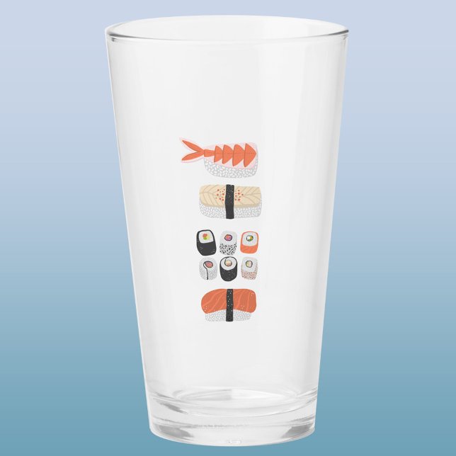 Japanska Sushi Nigiri Maki Roll Glaskopp (Japanese sushi sashimi maki roll art glass tumbler)