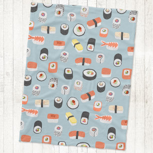 Japanska Sushi Nigiri Maki Roll Mönster Fleecefilt