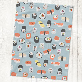 Japanska Sushi Nigiri Maki Roll Mönster Fleecefilt