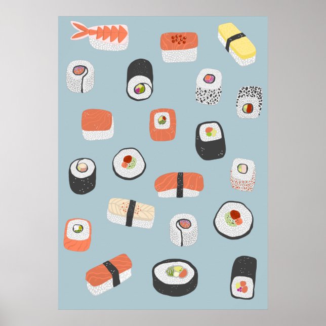 Japanska Sushi Nigiri Maki Roll Poster (Framsidan)