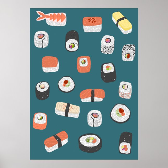 Japanska Sushi Nigiri Maki Roll Poster (Framsidan)