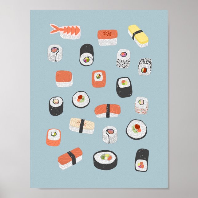Japanska Sushi Nigiri Maki Roll Poster (Framsidan)