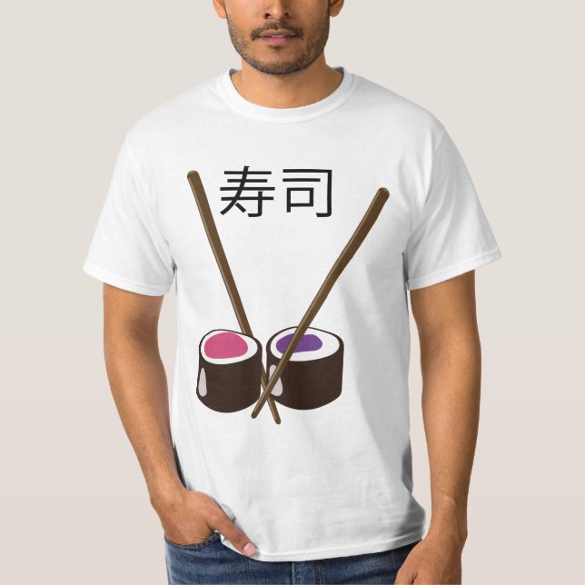 Japanska Sushi-pinnar T Shirt (Framsida)