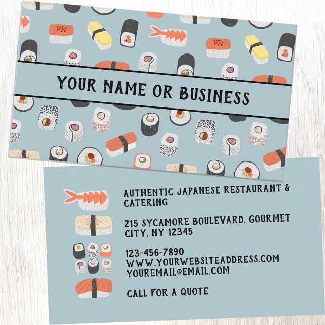 Japanska Sushi Restaurant-Affärskortet Visitkort (Japanese sushi restaurant catering business card)