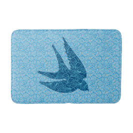 Japanska Sväljer i flyg-, kobolt- och Blek Blue Badrumsmatta