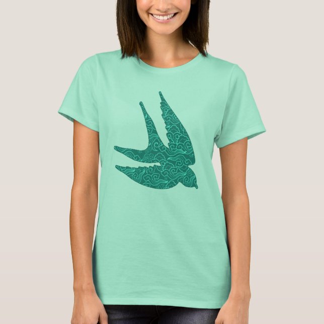 Japanska Sväljer i flyg, turkos och Aqua Tee (Framsida)