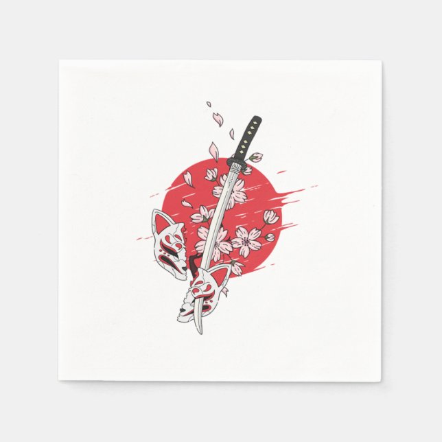 Japanska Sword Japan Kendo Katana Ninja Samurai Gi Pappersservett (Framsidan)