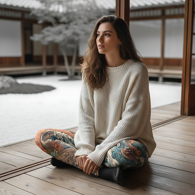 Japanska Tattoo Art Sea Creates Leggings (Skapare uppladdad)