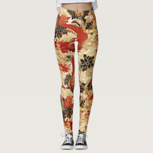 Japanska Tattoo Stil Dragon Mönster Leggings