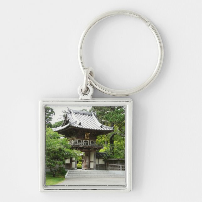 Japanska te-trädgården i San Francisco Fyrkantig Silverfärgad Nyckelring (Framsidan)