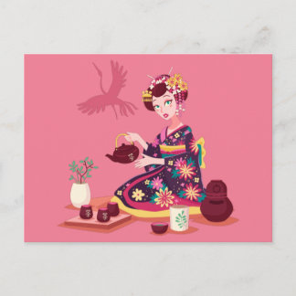 Japanska Tea Ceremony, Crane Vykort