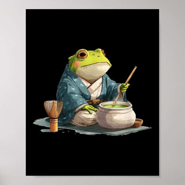 Japanska tea Ceremony-saldo för groda och Japan L Poster (Framsidan)