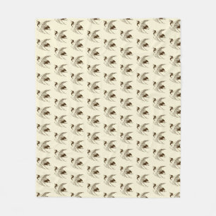 Japanska Teckning av en kran, Brun Fleece Blanket