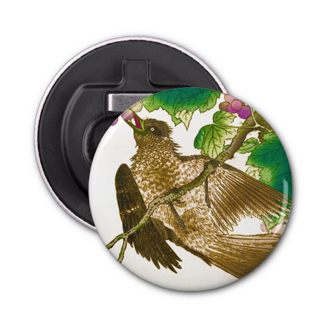 Japanska Teckning av Jay på ett vindruv Flasköppnare (Framsidan)