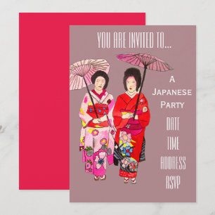 Japanska temat Geisha Japan party Inbjudningar
