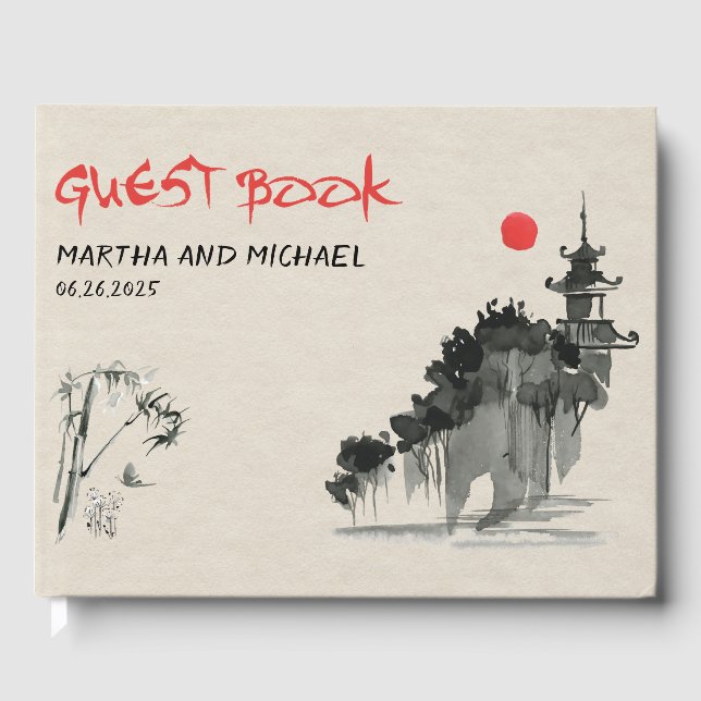 Japanska ThMeed Bröllop Guest Bok (Framsida)