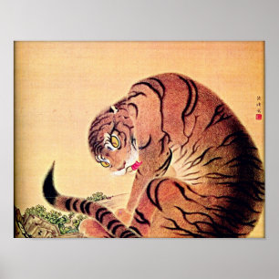 Japanska Tiger Woodblock Art Ukiyo-E Poster