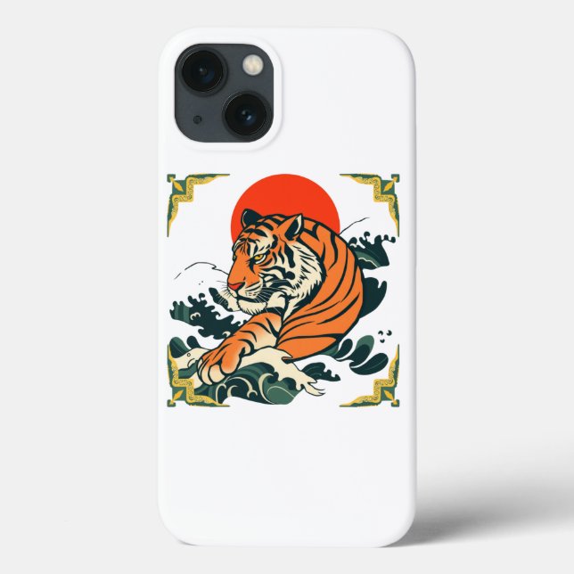 Japanska tigern iphone case | Ukiyo-e Samurai Art (Baksida)