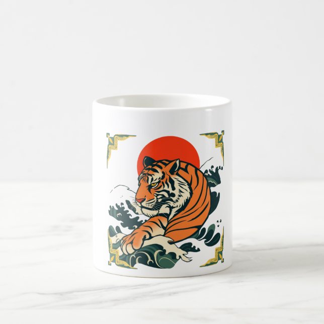 Japanska tigern Mugg | Ukiyo-e inspirerad Samurai  (Center)