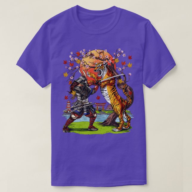 Japanska tigern Samurai Warrior T Shirt (Design framsida)